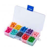 Dyed Wood Beads, with Plastic Box, DIY, mixed colors 