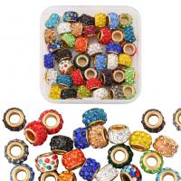 Large Hole Brass Beads, with Plastic Box & Polymer Clay, DIY & with rhinestone, mixed colors 