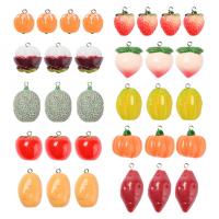 Resin Zinc Alloy Pendants, with Zinc Alloy, Fruit, DIY, mixed colors 