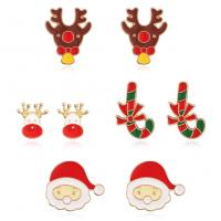 Weihnachten Schmuck Brosche, Zinklegierung, 8 Stück & Weihnachts-Design & Emaille, verkauft von setzen