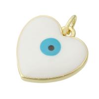 Mode Evil Eye Pendentif, laiton, coeur, Placage de couleur d'or, bijoux de mode & DIY & motif de mauvais œil & émail, doré Environ 3mm, Vendu par PC