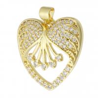 Cubic Zirconia Micro Pave Brass Pendant, Heart, gold color plated, fashion jewelry & DIY & micro pave cubic zirconia, golden 