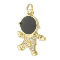 Cubic Zirconia Micro Pave Brass Pendant, Astronaut, gold color plated, fashion jewelry & DIY & micro pave cubic zirconia & enamel, two different colored Approx 3mm 