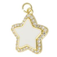Cubic Zirconia Micro Pave Brass Pendant, Star, gold color plated, fashion jewelry & DIY & micro pave cubic zirconia & enamel, two different colored Approx 3mm 