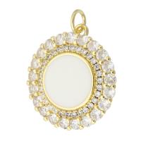 Cubic Zirconia Micro Pave Brass Pendant, Round, gold color plated, fashion jewelry & DIY & micro pave cubic zirconia & enamel, two different colored Approx 3mm 