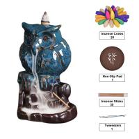 Incense Smoke Flow Backflow Holder Ceramic Incense Burner, Porcelain, Owl, handmade, for home and office & durable & multifunctional 