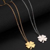 Stainless Steel Jewelry Necklace, 304 Stainless Steel, with 1.97inch extender chain, Four Leaf Clover, Vacuum Ion Plating, fashion jewelry & Unisex Approx 17.72 Inch 