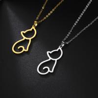 Stainless Steel Jewelry Necklace, 316L Stainless Steel, with 1.97inch extender chain, Cat, Vacuum Ion Plating, fashion jewelry & for woman Approx 17.72 Inch 
