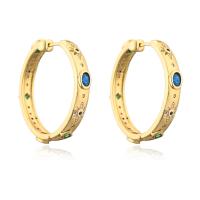 Brass Hoop Earring, gold color plated, micro pave cubic zirconia & for woman 
