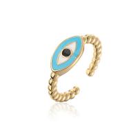 Evil Eye Jewelry Finger Ring, Brass, gold color plated, Adjustable & for woman & enamel 