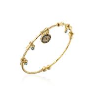 Brass Cuff Bangle, gold color plated, Adjustable & micro pave cubic zirconia & for woman & enamel, 60mm 