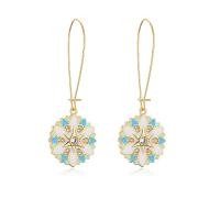 Cubic Zirconia Micro Pave Brass Earring, gold color plated & micro pave cubic zirconia & for woman & enamel 