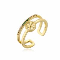 Cubic Zirconia Micro Pave Brass Finger Ring, gold color plated, Adjustable & micro pave cubic zirconia & for woman & hollow 