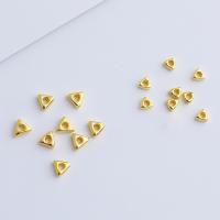 925 Sterling Silver Spacer Bead, Triangle, gold color plated, DIY 