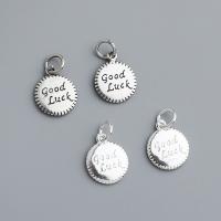 Sterling Silver Pendants, 925 Sterling Silver, Flat Round, DIY & with letter pattern Approx 4mm 