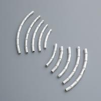 925 Sterling Silver Curved Tube Beads, Bamboo, polished, DIY silver color 