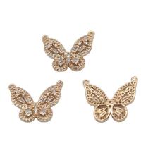 Cubic Zirconia Micro Pave Brass Connector, Butterfly, high quality gold color plated, micro pave cubic zirconia 