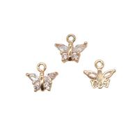 Cubic Zirconia Micro Pave Brass Pendant, Butterfly, high quality gold color plated, micro pave cubic zirconia 