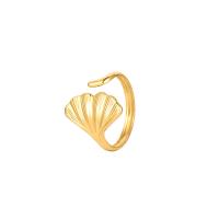 Titanium Steel Cuff Finger Ring, Ginkgo Leaf, Vacuum Ion Plating, fashion jewelry & for woman 