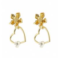 Zinc Alloy Rhinestone Drop Earring, gold color plated, fashion jewelry & for woman & with rhinestone & hollow 