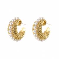 Plastic Pearl Zinc Alloy Earring, with Plastic Pearl, gold color plated, fashion jewelry & for woman 