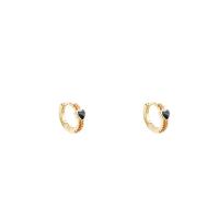 Brass Huggie Hoop Earring, Round, real gold plated, fashion jewelry & micro pave cubic zirconia & for woman & enamel, golden 