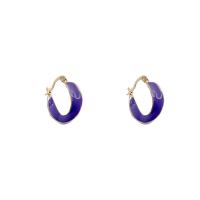 Zinc Alloy Huggie Hoop Earring, high quality plated, fashion jewelry & for woman & enamel, purple 