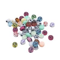 Acryl Schmuck Perlen, flache Runde, Drucken, Frieden Logo-Design & DIY, keine, 4x7mm, ca. 3800PCs/Tasche, verkauft von Tasche