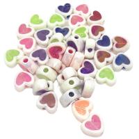 Deux couleures perles acryliques, Acrylique, coeur, DIY, couleurs mélangées, 8mm, Environ Vendu par sac