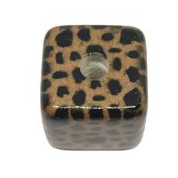 Perles acryliques imprimées , Acrylique, Carré, vernis au four, DIY & motif léopard Vendu par PC