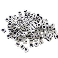 Acryl Zahlen Perlen, Quadrat, DIY & Emaille, keine, 6x6mm, ca. 3100PCs/Tasche, verkauft von Tasche
