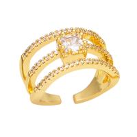 Cubic Zirconia Micro Pave Brass Finger Ring, gold color plated & micro pave cubic zirconia & for woman, golden, 12mm 
