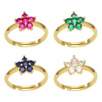 Cubic Zirconia Micro Pave Brass Finger Ring, Flower, gold color plated, micro pave cubic zirconia & for woman 10mm 