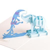 Papel 3D tarjeta de felicitación, Elefante, hecho a mano, Plegable & Efecto 3D, 130x155mm, Vendido por UD