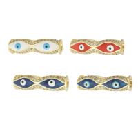 Fashion Evil Eye Beads, Brass, Round Tube, gold color plated, DIY & micro pave cubic zirconia & enamel Approx 4mm 