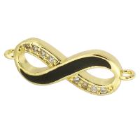 Cubic Zirconia Micro Pave Brass Connector, Infinity, gold color plated, DIY & micro pave cubic zirconia & enamel & 1/1 loop, golden Approx 1mm 