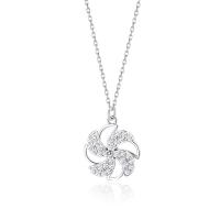 Cubic Zirconia Micro Pave Sterling Silver Necklace, 925 Sterling Silver, Pinwheel, plated, micro pave cubic zirconia & for woman 450mm 