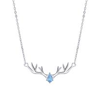 Cubic Zirconia Micro Pave Sterling Silver Necklace, 925 Sterling Silver, Antlers, platinum plated, micro pave cubic zirconia & for woman 450mm 