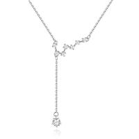 Cubic Zirconia Micro Pave Sterling Silver Necklace, 925 Sterling Silver, plated, fashion jewelry & micro pave cubic zirconia & for woman 440mm 