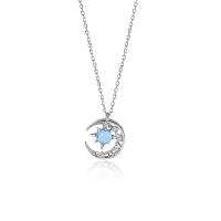 Cubic Zircon Micro Pave Sterling Silver Necklace, 925 Sterling Silver, platinum plated, fashion jewelry & micro pave cubic zirconia & for woman Approx 17.7 Inch 