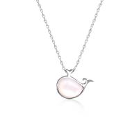 Sterling Silver Jewelry Necklace, 925 Sterling Silver, with White Shell, Whale, platinum plated, fashion jewelry & for woman Approx 17.7 Inch 