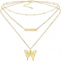 Fashion Multi Layer Necklace, Brass, Butterfly, gold color plated, fashion jewelry & multilayer & for woman, 500mm 