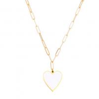 Titanium Steel Jewelry Necklace, Heart, gold color plated, for woman & enamel 10mm Approx 17.7 Inch 