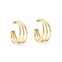 Titanium Steel Earrings, gold color plated, multilayer & for woman, 25mm 