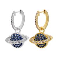 Huggie Hoop Drop Earring, Brass, plated, micro pave cubic zirconia & for woman 