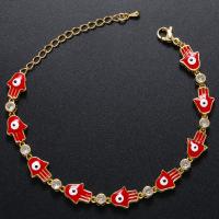 Evil Eye Jewelry Bracelet, Brass, gold color plated, micro pave cubic zirconia & for woman & enamel 