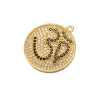 Cubic Zirconia Micro Pave Brass Pendant, Flat Round, plated, micro pave cubic zirconia 