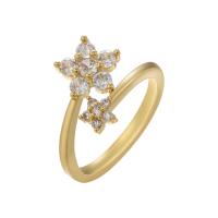 Brass Cuff Finger Ring, Star, plated, Adjustable & micro pave cubic zirconia & for woman 20mm 