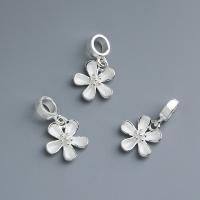 Sterling Silver Pendants, 925 Sterling Silver, Flower, polished, DIY, silver color Approx 4.5mm 