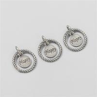 Sterling Silver Pendants, 925 Sterling Silver, Donut, vintage & DIY & with letter pattern & hollow, 13mm, 7.3mm Approx 3.8mm 